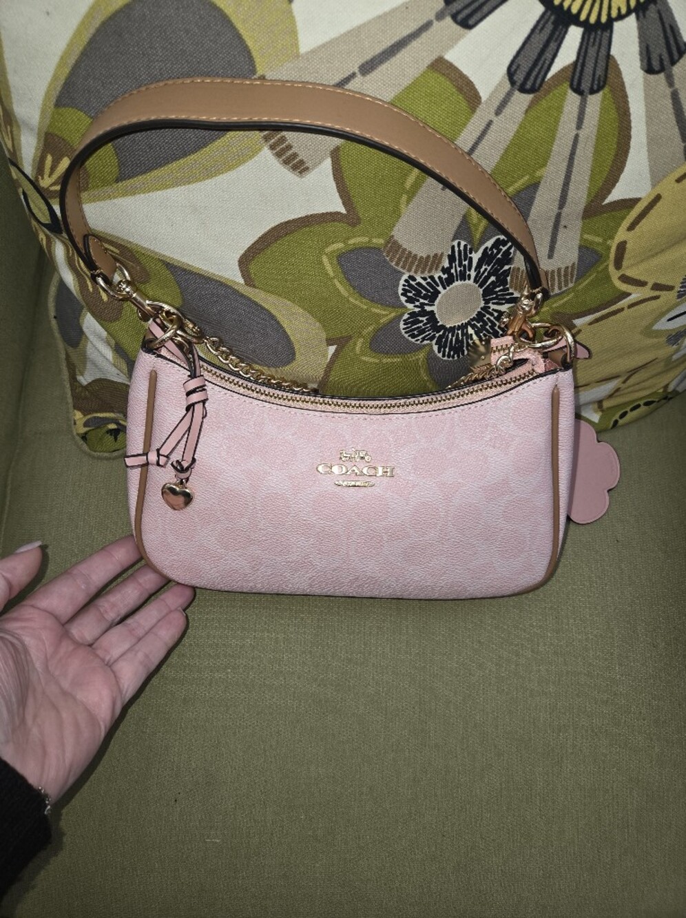 Coach Powder Pink Terry Bag with Charms  Crossbody Strap and Matching Wallet